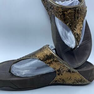 Y2K FitFlop Sequins Glitter Thong Strap Platform MicroWobble Board Wedge Sandals